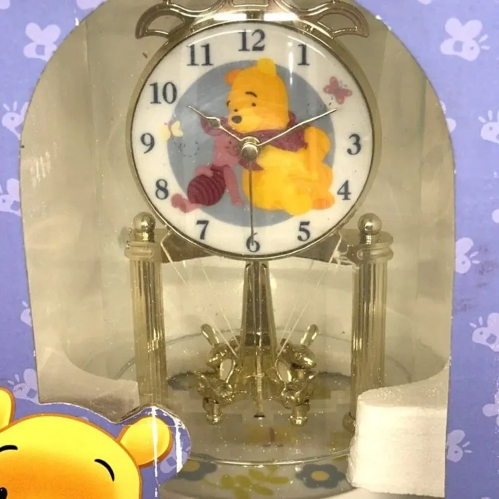 1991 Vintage Disney Winnie The Pooh Anniversary Clock Glass Dome Bees - in box
